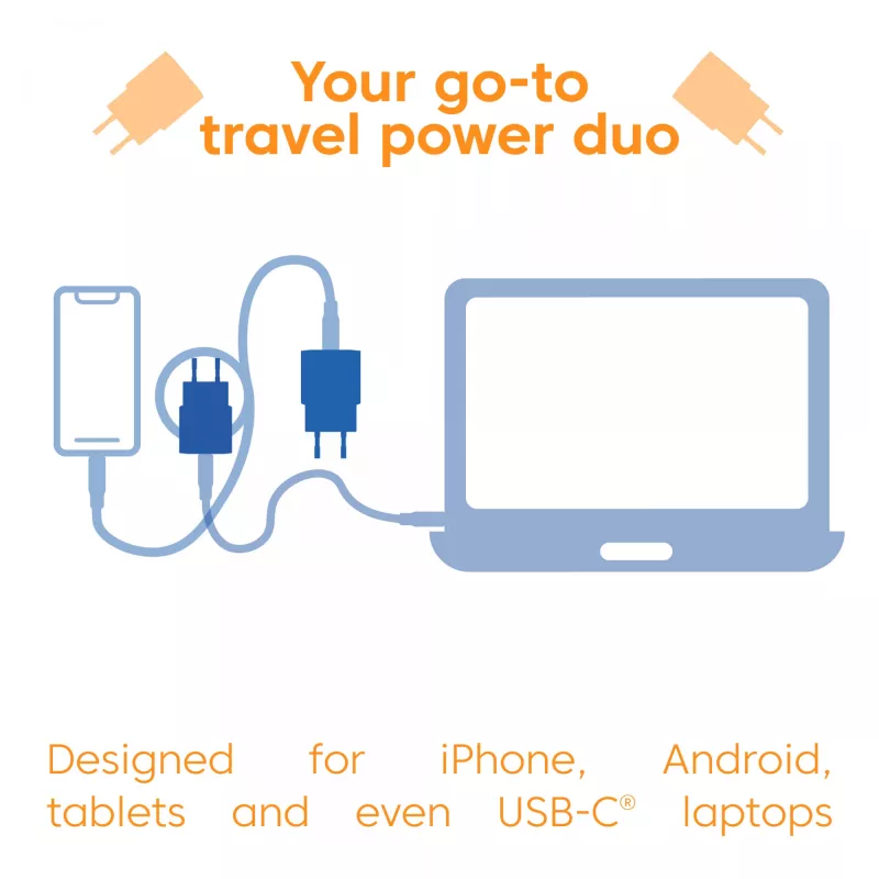 CLUB3D 2-Pack USB C Charger 30 Watt Whit, Indoor, AC, niebieski