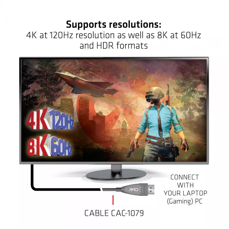 CLUB3D DisplayPort 1.4 Active Optical Cable Unidirectional 4K120Hz 8K60Hz M/M 20m/65.62ft