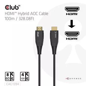 Kabel AOC CLUB3D CAC-1394 Ultra High Speed 4K120Hz/8K60Hz jednokierunkowy M/M 100m