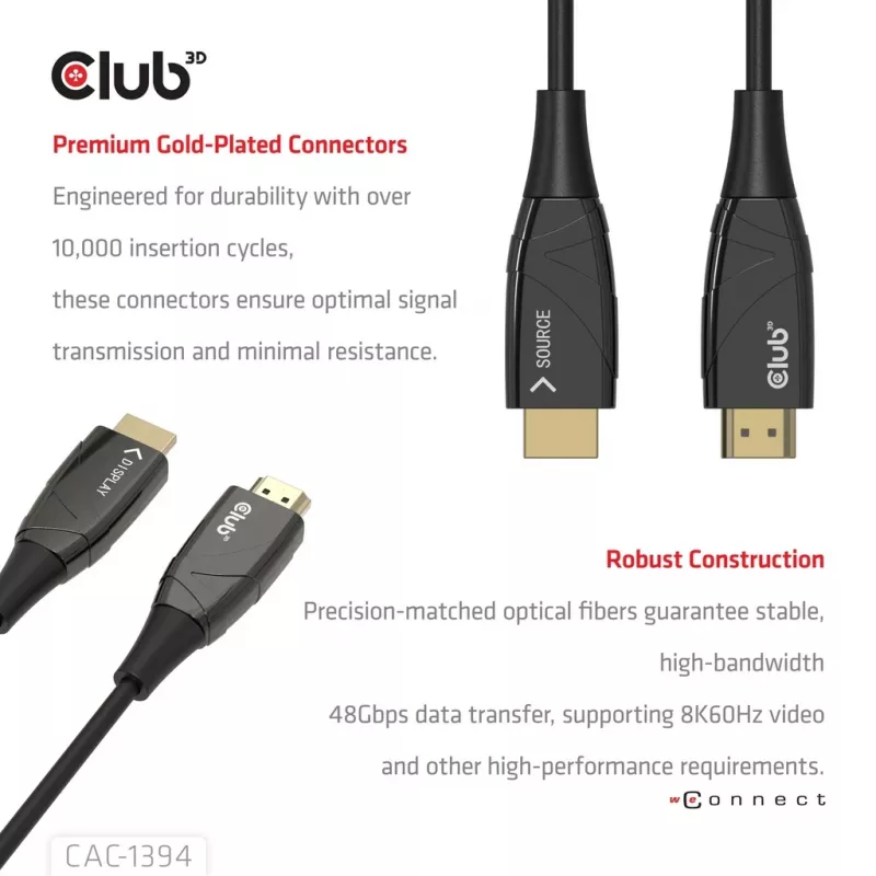 Kabel AOC CLUB3D CAC-1394 Ultra High Speed 4K120Hz/8K60Hz jednokierunkowy M/M 100m