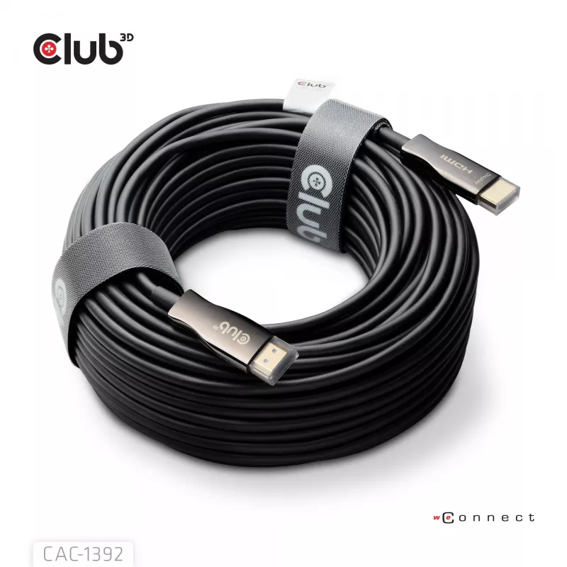 CLUB3D kabel hybrydowy AOC HDMI™ 8K60Hz/4K120Hz 30 m / 98,42 stopy, 30 m, HDMI Typ A (Standard), HDMI Typ A (Standard), 48 Gbit/s, Czarny