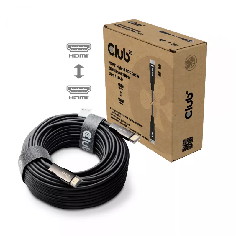 Club 3D HDMI Hybrid AOC kabel 8K60Hz / 4K120Hz 50 m, HDMI Type A Męski–Męski
