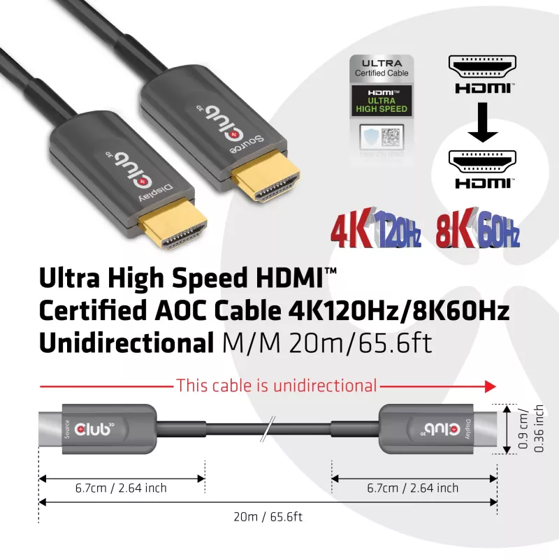 Kabel CLUB3D Ultra High Speed HDMI™ Certified AOC 4K120Hz/8K60Hz CAC-1379