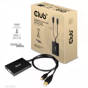 CLUB3D Mini DisplayPort na Dual Link DVI, wersja HDCP OFF dla wyświetlaczy Apple Cinema Active Adapter