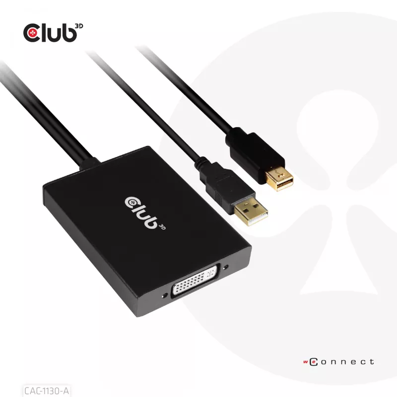 CLUB3D Mini DisplayPort na Dual Link DVI, wersja HDCP OFF dla wyświetlaczy Apple Cinema Active Adapter