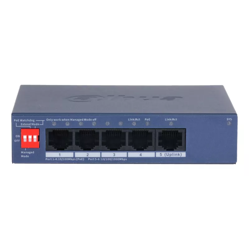 Przełącznik sieciowy Dahua Technology CS4005-4ET1GT-36 zarządzalny L2 Gigabit Ethernet (10/100/1000) Power over Ethernet (PoE) Niebieski