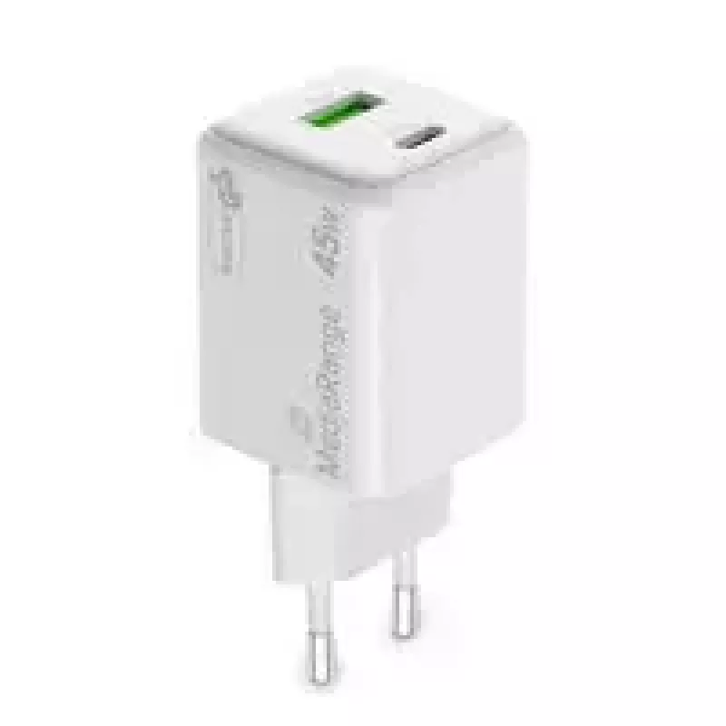 MediaRange MRMA113-2 USB-C 45W AC ładowarka sieciowa do smartfonów i tabletów, biała, wejście 100–240 V