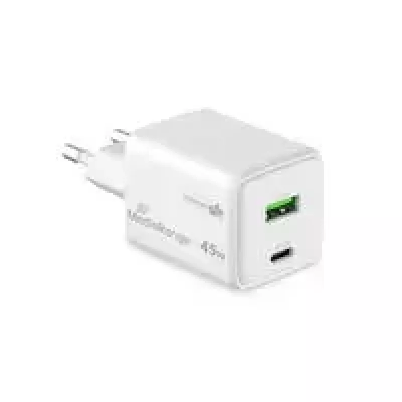 MediaRange MRMA113-2 USB-C 45W AC ładowarka sieciowa do smartfonów i tabletów, biała, wejście 100–240 V