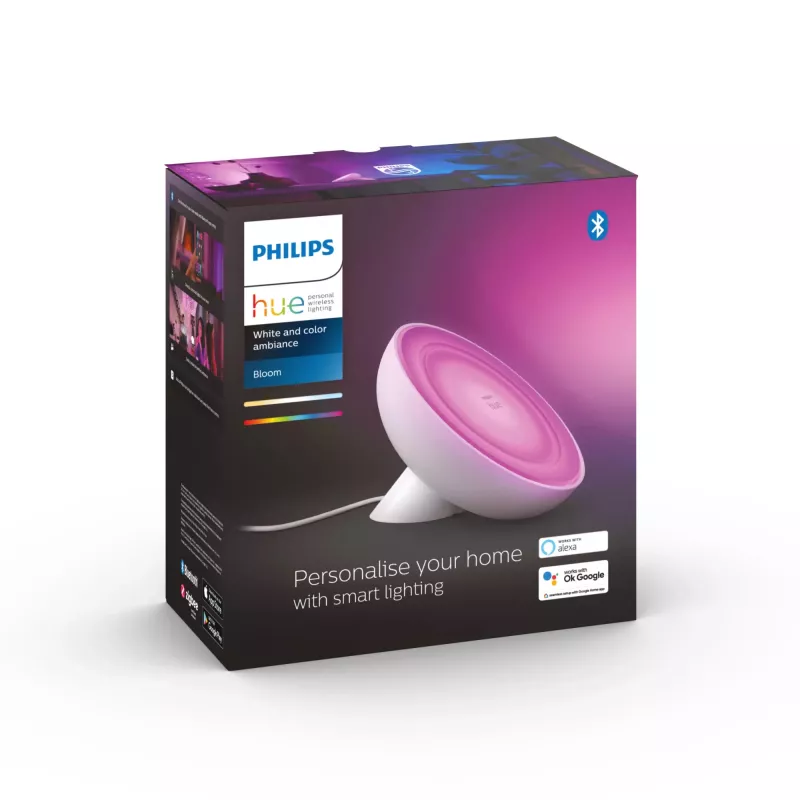 Philips Hue biały and colour ambience Bloom lampa stołowa, Inteligentna lampa stołowa, ZigBee, Biały, Zintegrowana dioda LED, Metal, Niewymienne żarówki