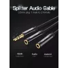 Vention 3.5mm męski do 2*3.5mm żeńskich stereo kabel rozdzielający 0,3M czarny ABS