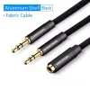 adapter kablowy audio Vention 2×3,5 mm męski do 4‑biegunowego 3,5 mm żeńskiego, 0,3 m, czarny