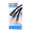 adapter kablowy audio Vention 2×3,5 mm męski do 4‑biegunowego 3,5 mm żeńskiego, 0,3 m, czarny