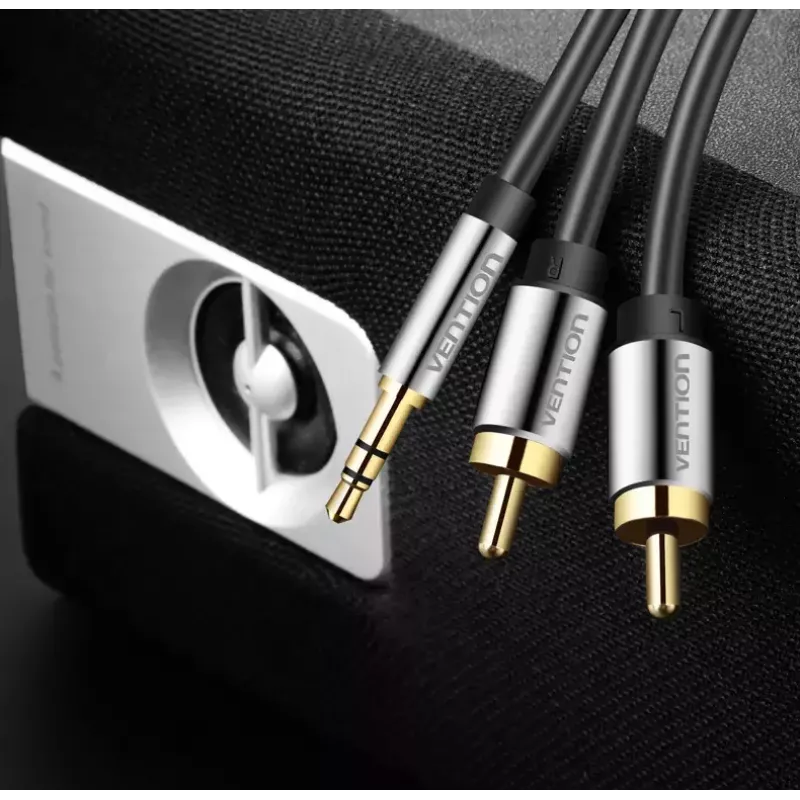 Audio kabel Vention 3.5mm TRRS (male) to 2×RCA (male), 2 m, Czarny