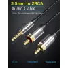 Audio kabel Vention 3.5mm TRRS (male) to 2×RCA (male), 2 m, Czarny