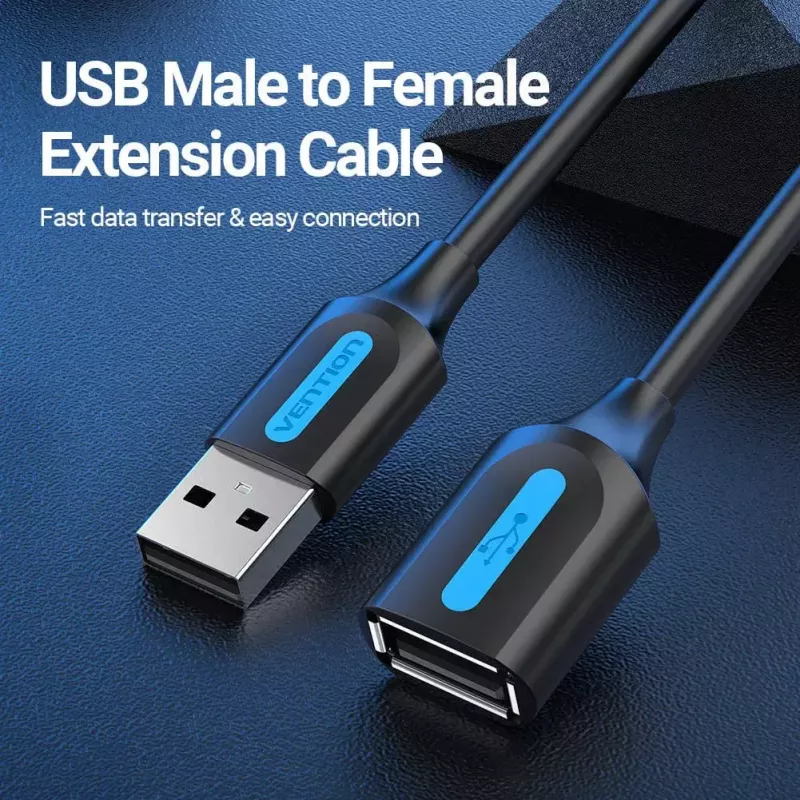 Vention USB 2.0 A Męski do A Żeński Przedłużacz 2M czarny PVC