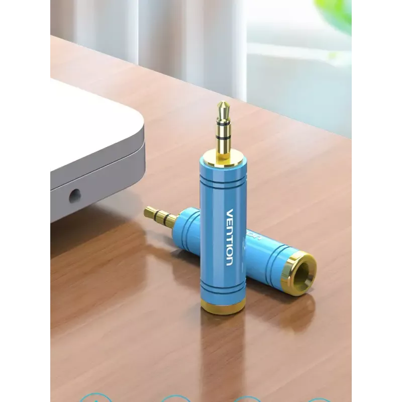 Vention Adapter audio 3,5 mm męski na 6,5 mm żeński, metalowy, niebieski