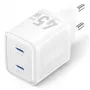 Vention FEFW0-EU AC szybka ładowarka wewnętrzna 45W, 2x USB-C, kompatybilna ze smartfonem laptopem tabletem smartwatchem słuchawkami, biała
