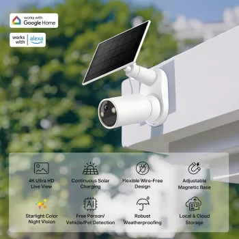 Kamera IP bezpieczeństwa TP-Link Tapo C460 KIT — zewnętrzna typu bullet, 8 MP 3840×2160, 12-krotny zoom cyfrowy, montaż na ścianie, dwukierunkowa komunikacja audio, Wi‑Fi, biała