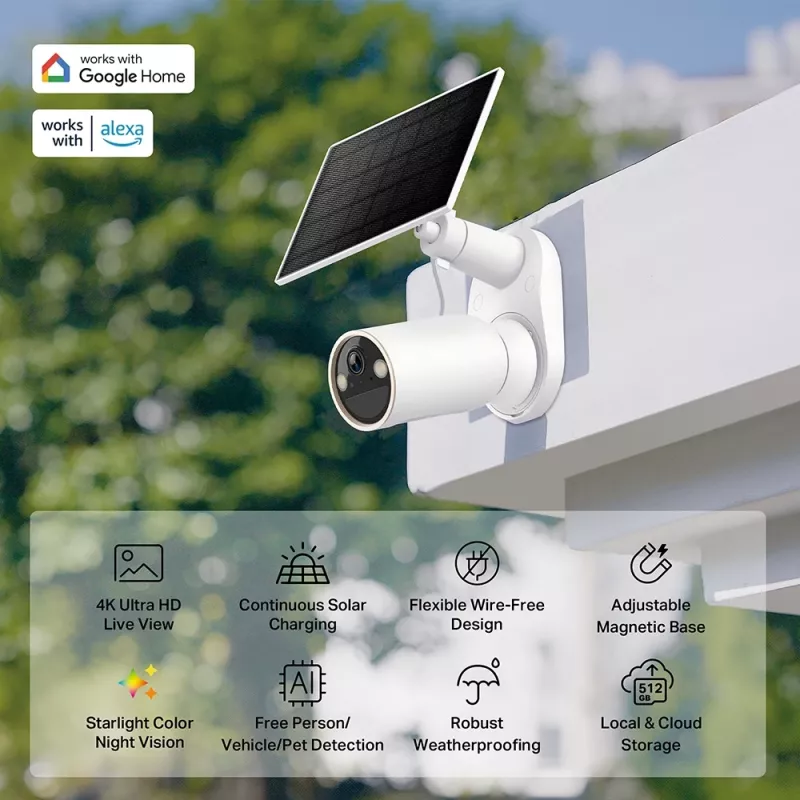 Kamera IP bezpieczeństwa TP-Link Tapo C460 KIT — zewnętrzna typu bullet, 8 MP 3840×2160, 12-krotny zoom cyfrowy, montaż na ścianie, dwukierunkowa komunikacja audio, Wi‑Fi, biała