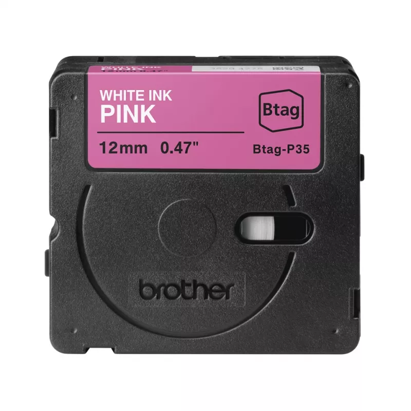 Taśma do etykieciarki Brother BTAG-P35 Biały na różowym 1,2 cm 4 m