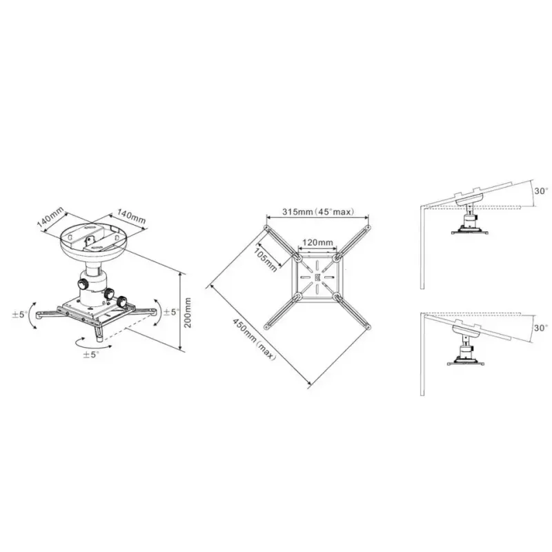 Uchwyt sufitowy Multibrackets M Universal Projector 200 z regulacją precyzyjną