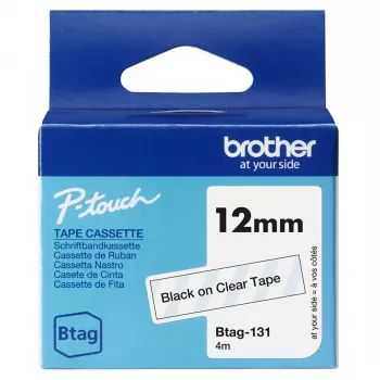 Taśma do drukarek etykiet Brother BTAG-131 Czarny na przezroczystym 1,2 cm 4 m