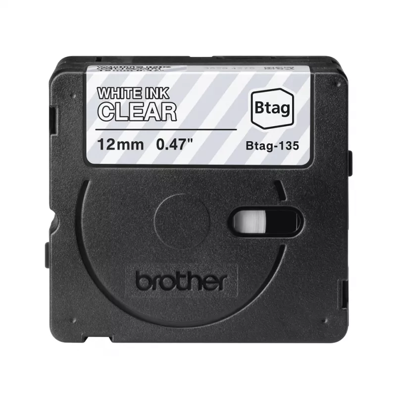 Taśma do drukarek etykiet Brother BTAG-135 Biały na przezroczystym 1.2 cm 4 m