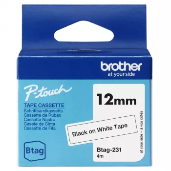 Taśma etykietująca Brother BTAG-231 czarny na białym 1,2 cm 4 m