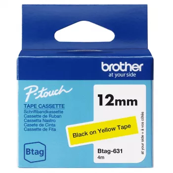 Taśma do etykietowania Brother BTAG-631 Czarny na żółtym 1,2 cm 4 m
