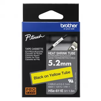 Taśma do drukarki Brother HSE-211E Czarna 5,2 mm x 1,5 m