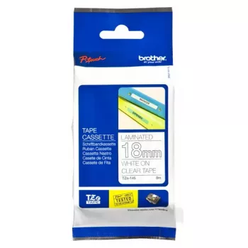 Taśma etykietująca Brother TZe145 18 mm biała na przezroczystym