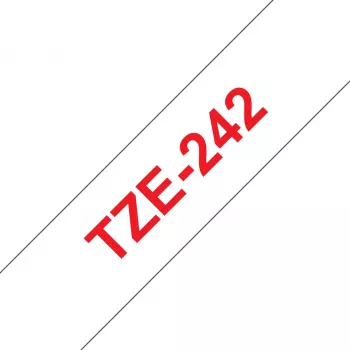 Taśma laminowana Brother TZe242 18mm czerwony na białym