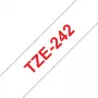 Taśma laminowana Brother TZe242 18mm czerwony na białym