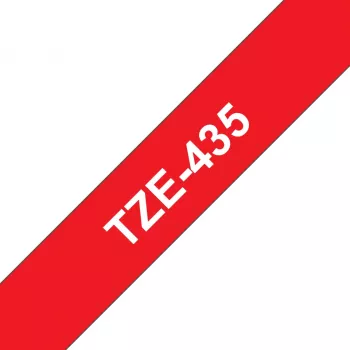 Taśma do drukarek etykiet Brother TZE-435, biała na czerwonym