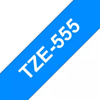 Taśma laminowana Brother TZe555 24mm biały nadruk na niebieskim