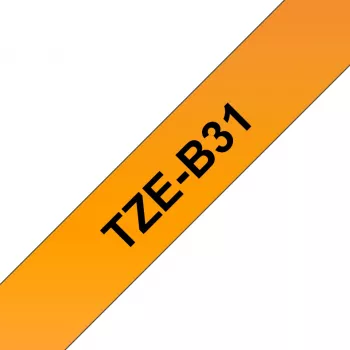 Taśma do drukarki etykiet Brother TZe TZEB31 12 mm czarna na fluorescencyjnym pomarańczowym