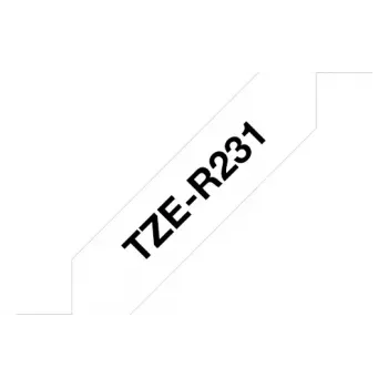Taśma do drukarek etykiet Brother TZE-R231, czarny nadruk na białym tle