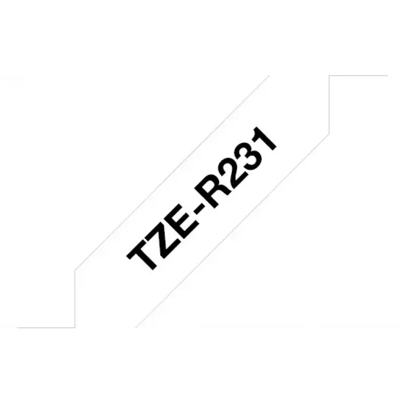 Taśma do drukarek etykiet Brother TZE-R231, czarny nadruk na białym tle