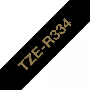 Taśma do drukarek etykiet Brother TZE-R334 Złoto na czarnym