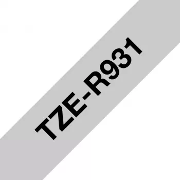 Taśma do etykieciarki Brother TZE-R931 czarna na srebrnym tle