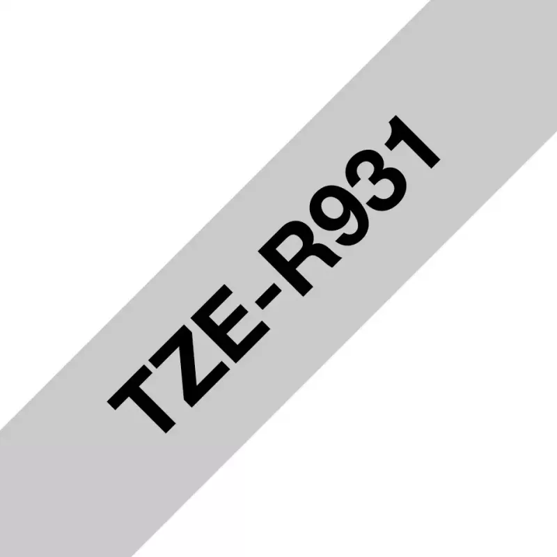 Taśma do etykieciarki Brother TZE-R931 czarna na srebrnym tle