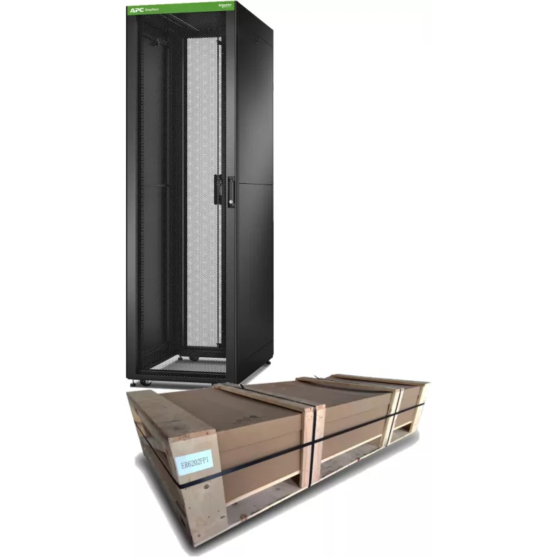 APC Easy Rack, 42U, czarny, z dachem, kółkami, stopkami, 4 wspornikami i panelami bocznymi, bez dna, 1991H x 600W x 1000D mm