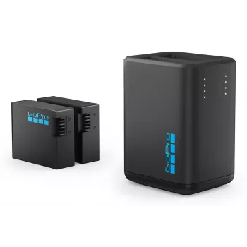 Ładowarka podwójna GoPro HERO13 Black – ładuje 2 baterie HERO13, kompaktowa, czarna, diody LED