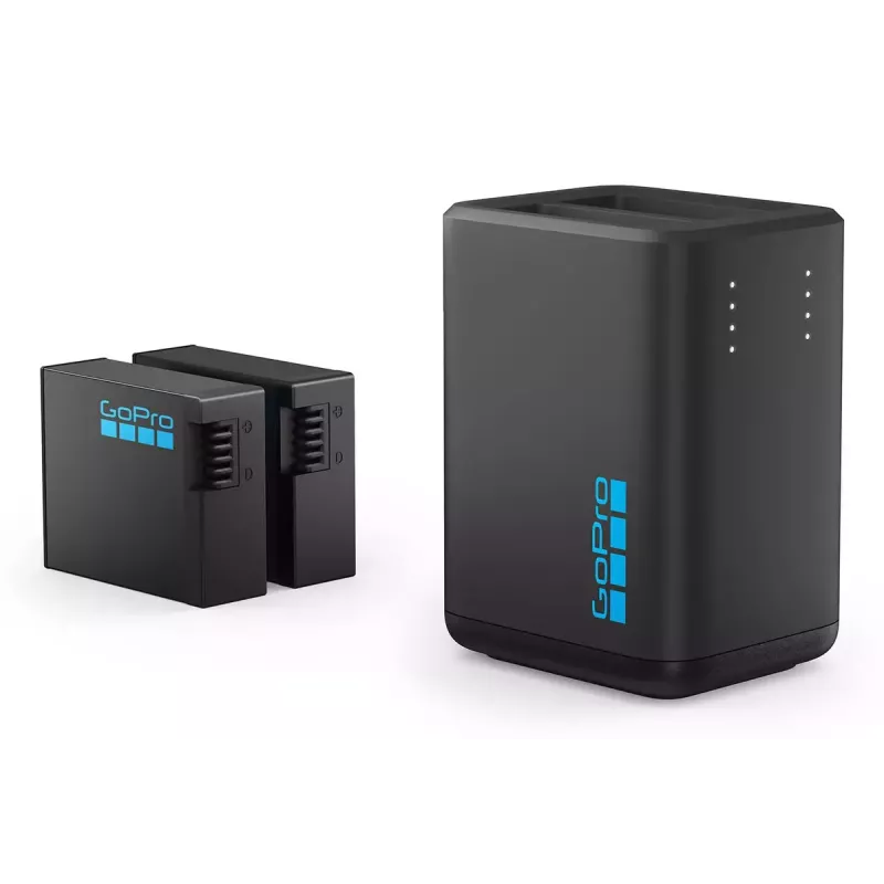 Ładowarka podwójna GoPro HERO13 Black – ładuje 2 baterie HERO13, kompaktowa, czarna, diody LED