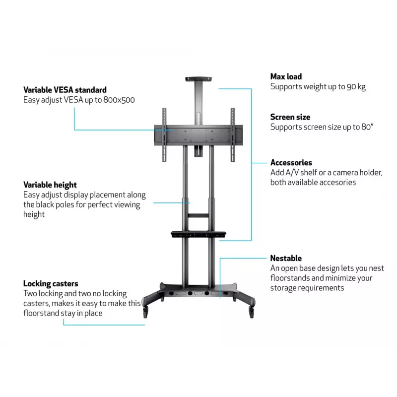 Multibrackets M Public Floorstand Basic 180 z półką i uchwytem na kamerę