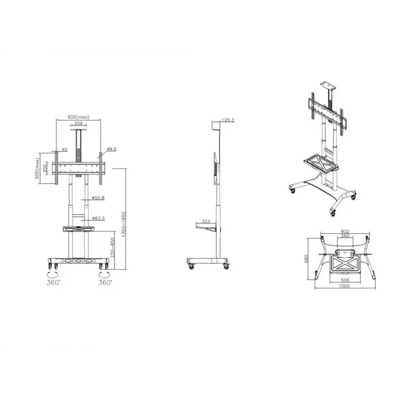 Multibrackets M Public Floorstand Basic 180 z półką i uchwytem na kamerę