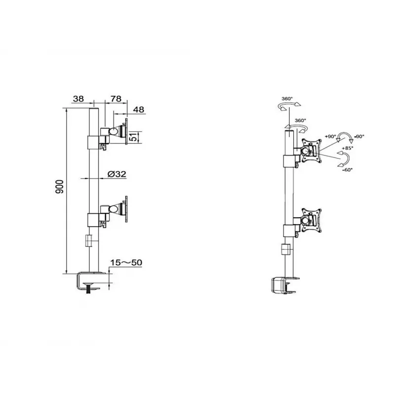 Uchwyt biurkowy Multibrackets M VESA Officeline Dual Vertical Czarny