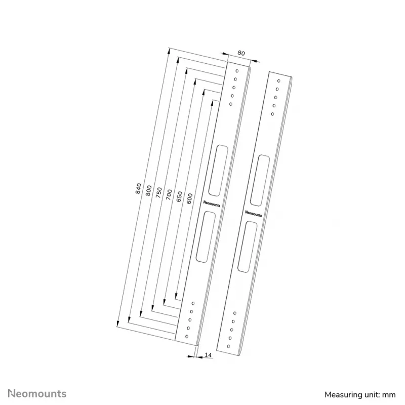 Zestaw przedłużający Neomounts AWL-250BL18 VESA 400x600 800x800