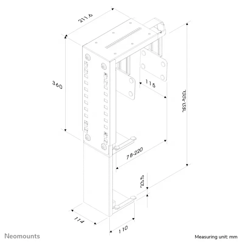 Uchwyt na CPU Neomounts CPU-D100SILVER - maks. 30 kg - uniwersalny