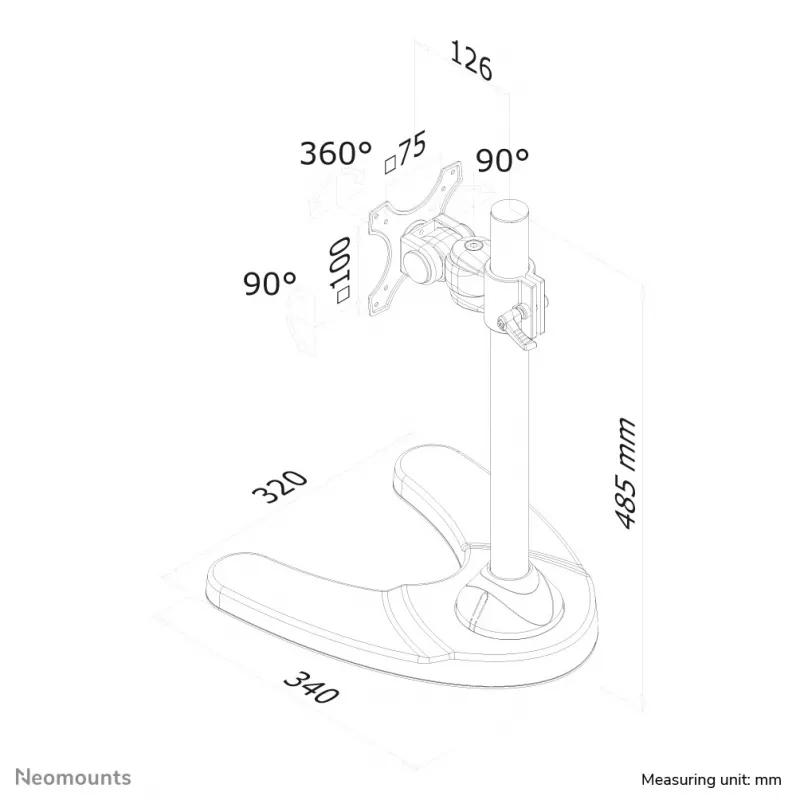 Neomounts FPMA-D700 Monitor stand 10-30 inch, Freestanding, 10 kg, 25.4 cm (10 inch), 76.2 cm (30 inch), 100 x 100 mm, Czarny